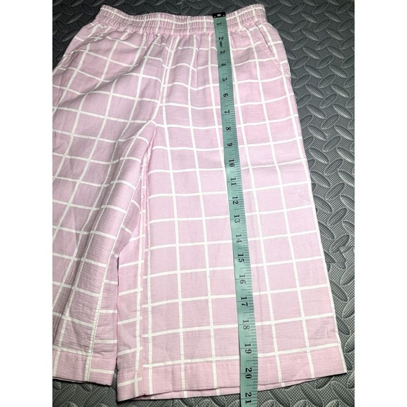 Open Edit little girl pink Pull-on 100% organic cotton plaid wide leg pants Sz 5 - Picture 4 of 9